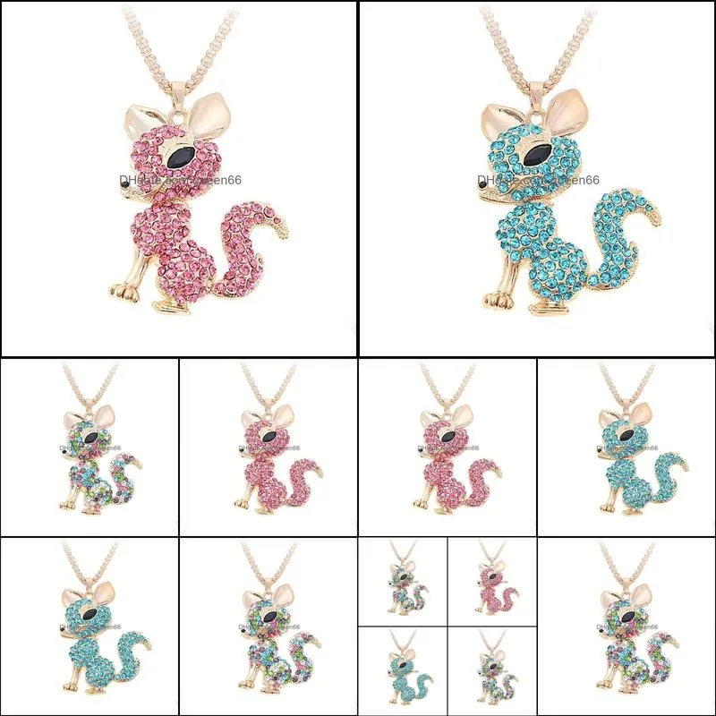 cute fox necklaces pendant rhinestone for women fashion jewelry crystal pendant necklace