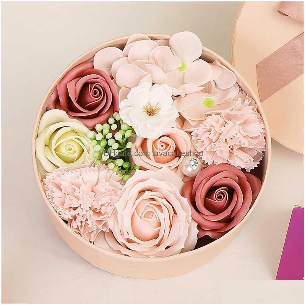 artificial flower soap flower gift box rose orchid peony bouquet home wedding decoration accessories valentines day gift z3 t200509