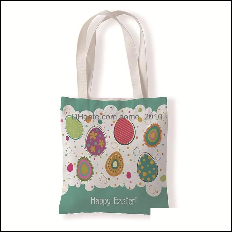 happy easter canvas bag washable reusable easy to carry canvas grocery bags easter rabbit egg printed gifts storage bag