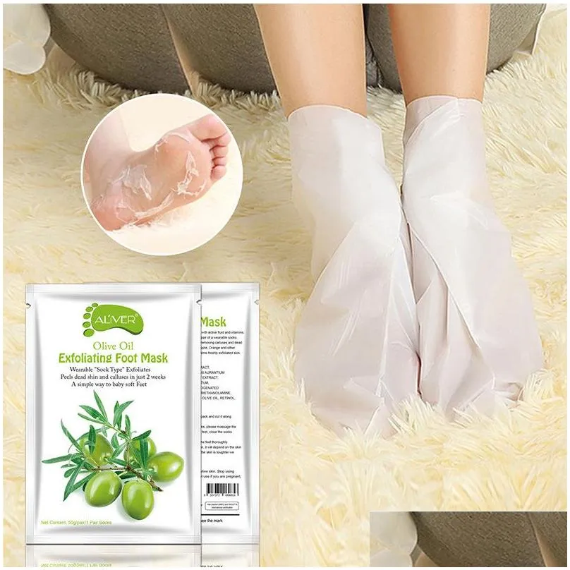  lemon aloe exfoliating foot mask silicone heel cover socks peel off remove dead skin foot care foot spa treatments