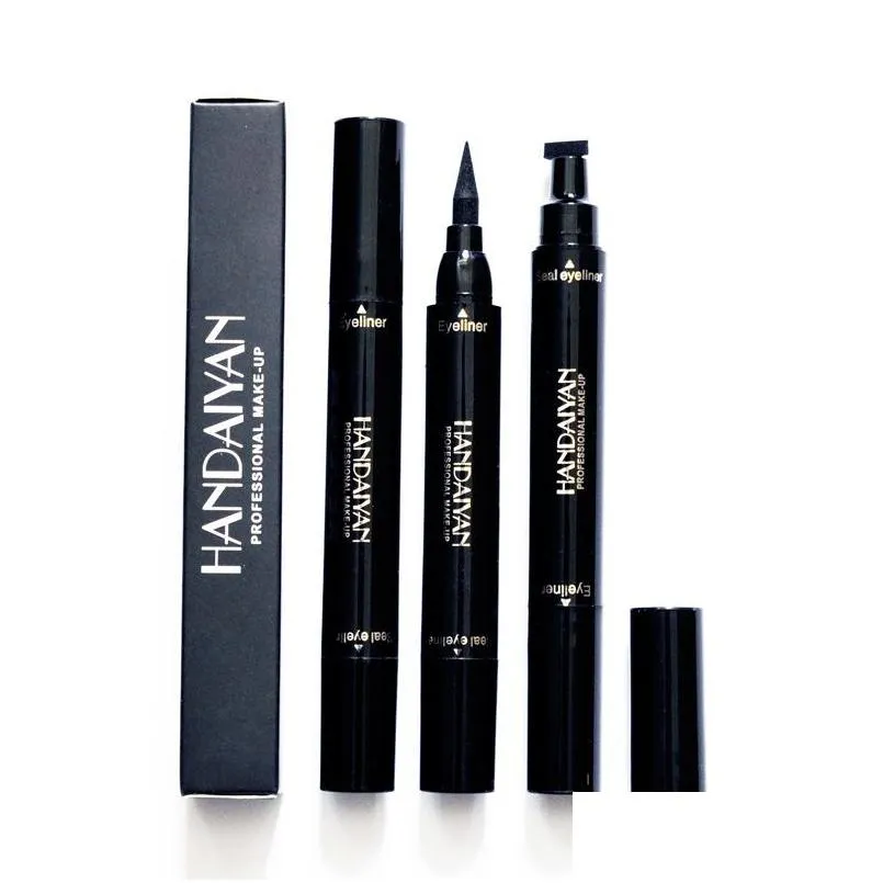 drop in stock handaiyan double head seal eyeliner triangle seal eyeliner 2 and 1 waterproof eyeliner