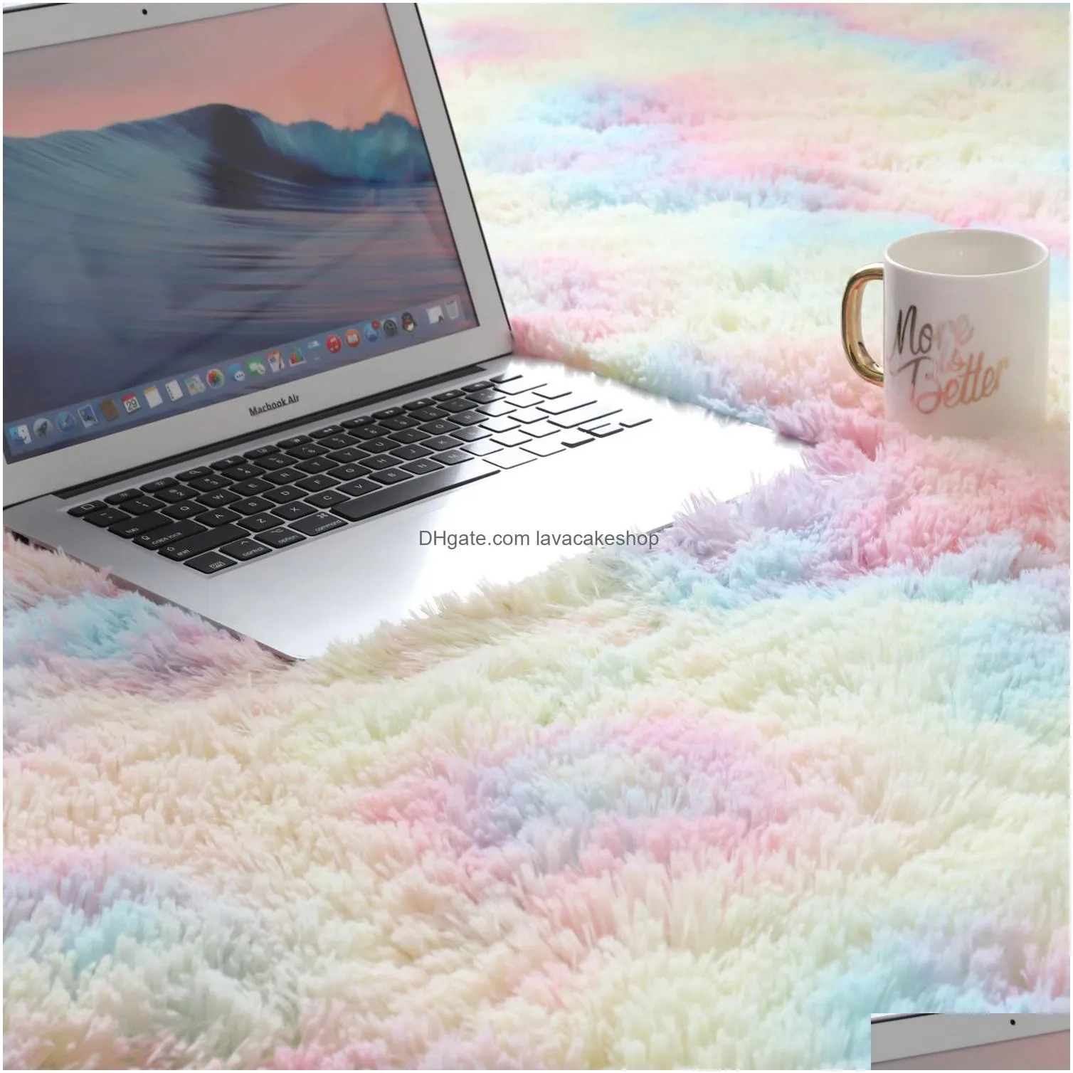 colorful rugs for bedroom floor rainbow fluffy carpet kids girls living room rug cute area plush shaggy nordic modern home decor