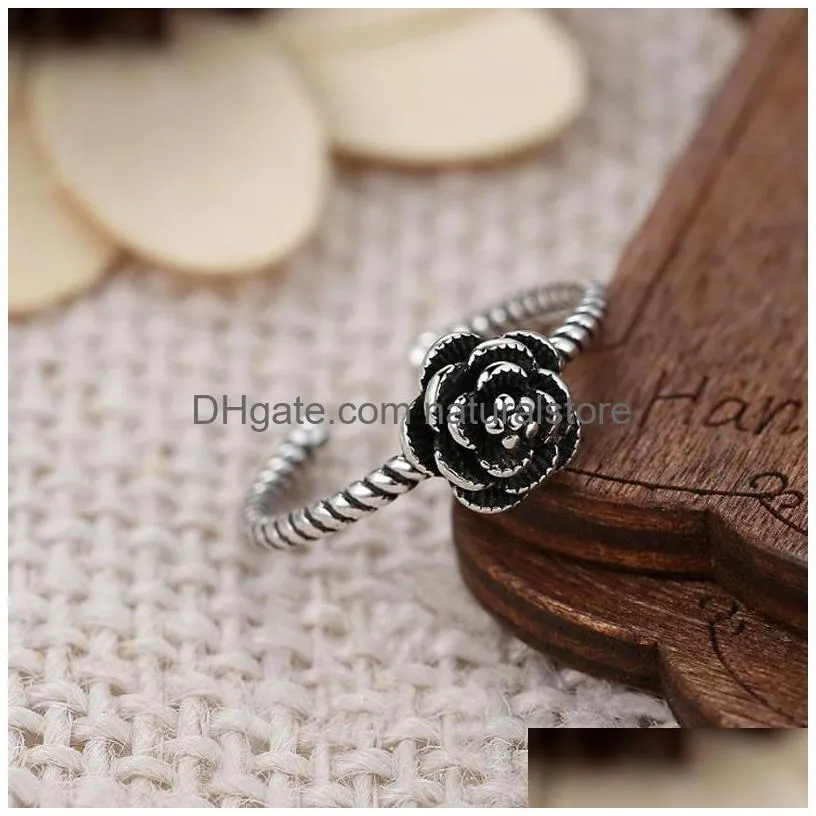 wedding rings bonlavie silver color opening ring flower sterling jewelry wholesale female