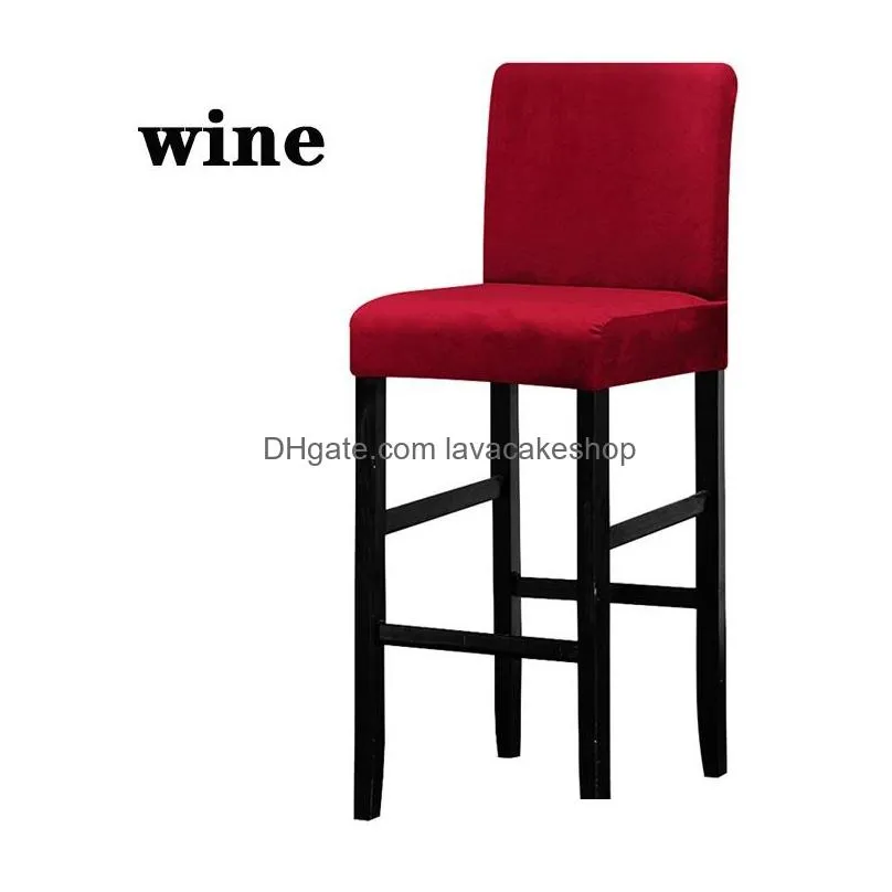 velvet plush bar chair cover elastic high stool protector seat slipcover for el banquet wedding party dining room