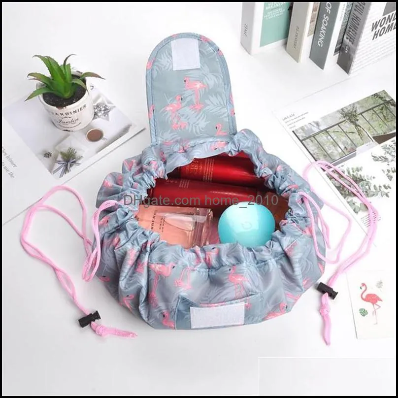 cosmetic bag professional drawstring makeup case women makeup organizer storage pouch toiletry wash kit travel folding container