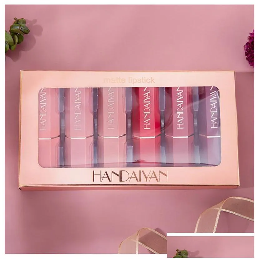 drop handaiyan matte lipstick set box makeup delivers a gorgeous lightweight color 6pcs lip stick epacked