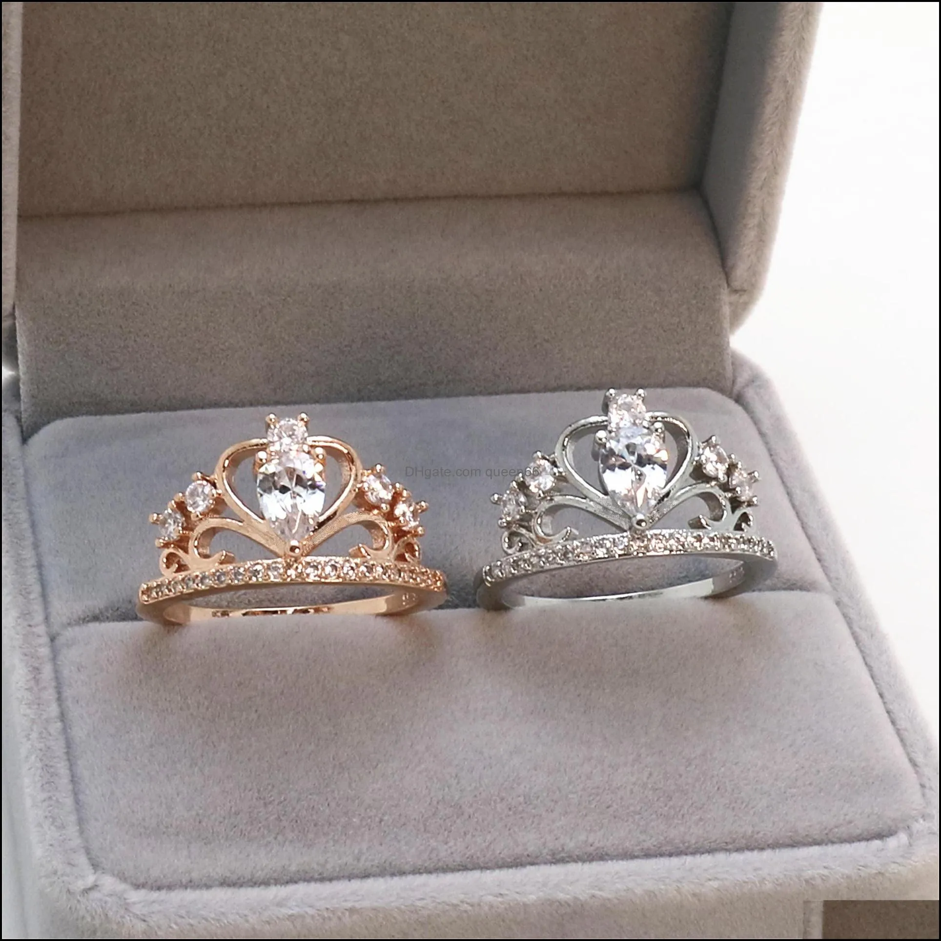 luxury crown zirconia zircon ring womens wedding party crystal ring jewelry wedding rings for women