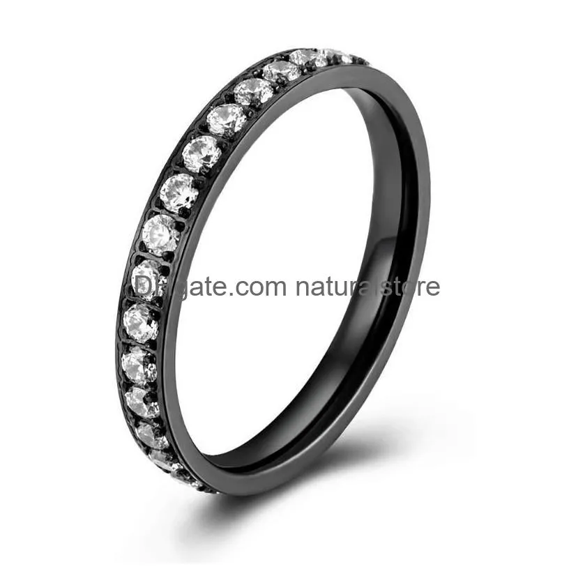 wedding rings finger womens jewelry titanium steel minimalist brilliant cubic zircon high quality eternity proposal ring