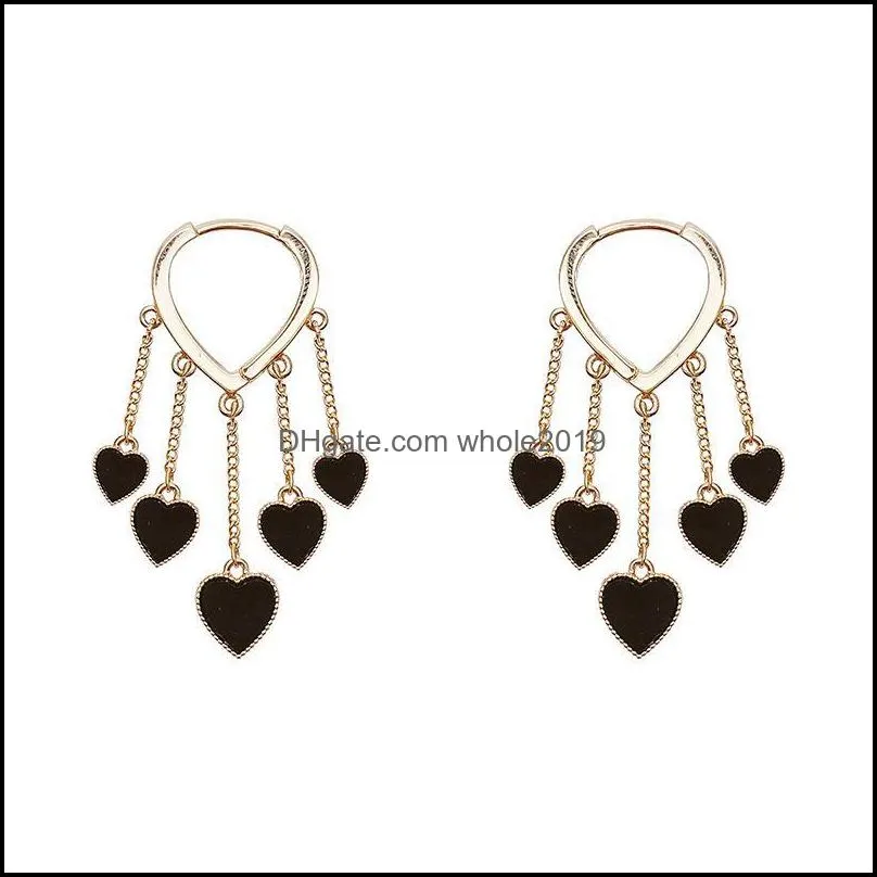dangle chandelier fashion black love tassel earrings for women korean niche design ear buckle temperament highend party