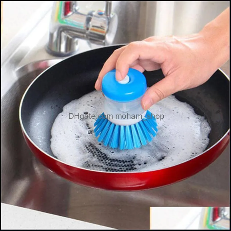 dispensing detergent addition scrubber pot dish bowl brush kitchen sink pot bowl pan scrubber cleaning gadget tool bathroom paf11442