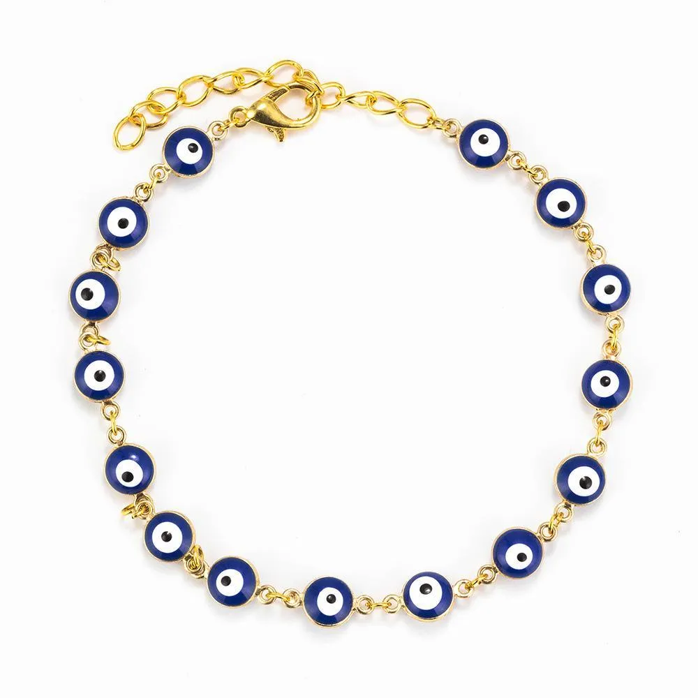 classic evil eye link chain bracelets women girls personality turkish green blue eyes gold color bracelet jewelry wholesale