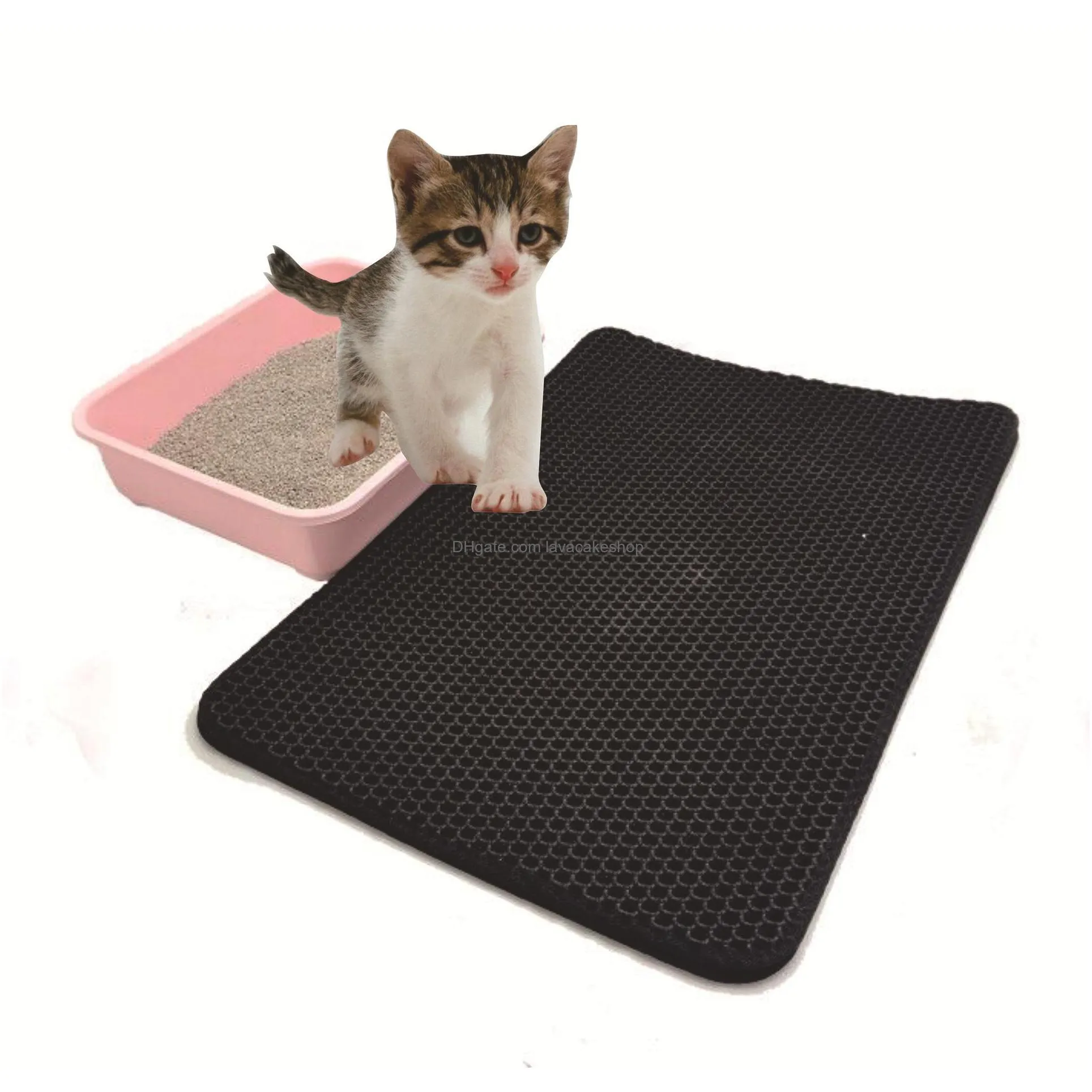 cat litter box mat litter trapping mat honeycomb eva double layer design pets pad catcher locker box rug floor carpet protection