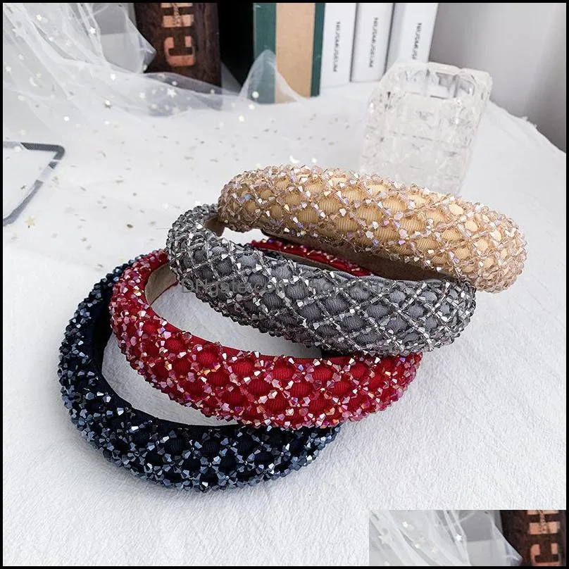 women girls hair sticks hoop hairbands crystal headband hand made crystal beaded sponge hair band bridal wedding party headbands gift