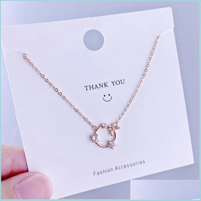 925 sterling silver necklaces sweet zircon circle pendant necklaces for women weddings anniversary party jewelry korea style