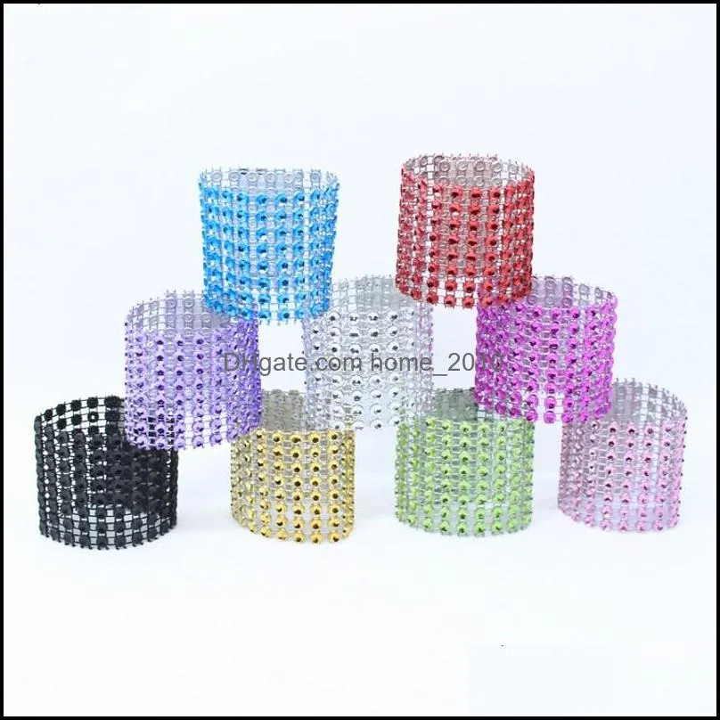 napkin ring chairs buckles multicolor wedding event decoration crafts 8 row mesh rhinestone holder handmade party supplies