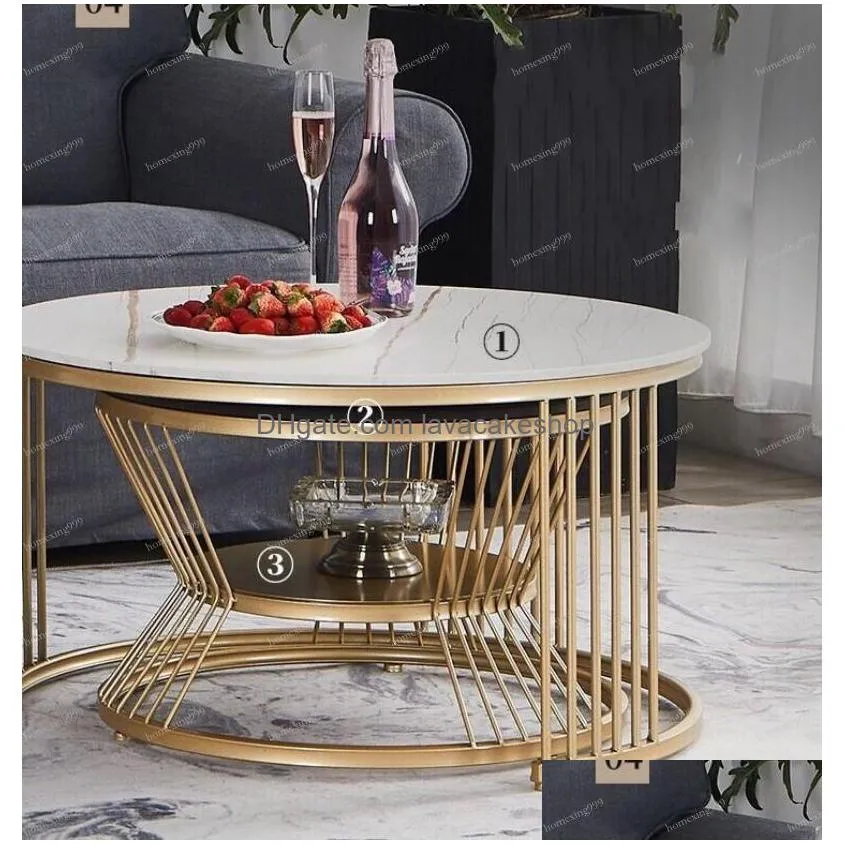 living room furniture manufacturing factory nordic light luxury marble tabletop creative stainless steel base coffee table