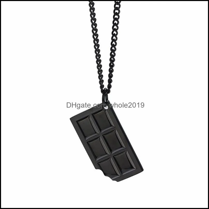 chains stainless steel cute black chocolates block pendant necklace fashion jewelrychains