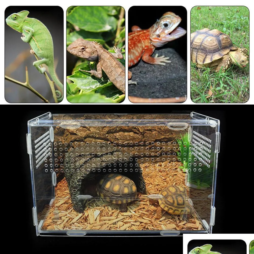 transparent large durable acrylic terrarium reptile box pet supplies for cold blooded animals insect home decoration