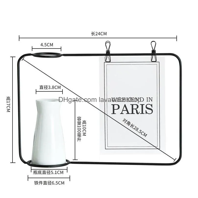 iron frame p o frame water culture vase iron ceramic hydroponic flower inserted green plant