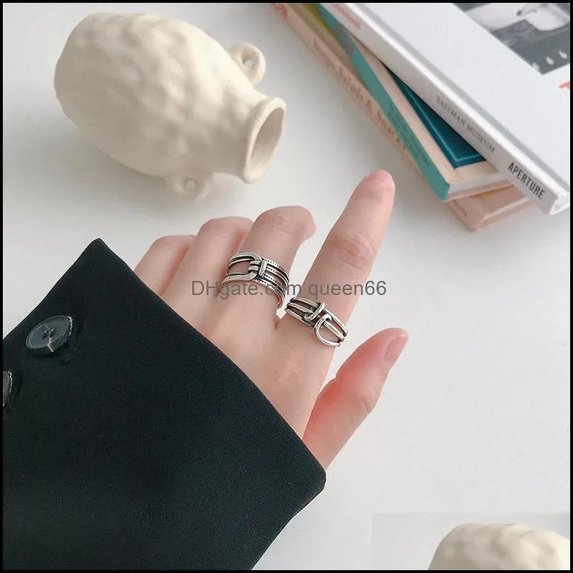 multilayer real 925 sterling silver adjustable ring korean ins vintage knot open rings for women lady fine jewelry ymr616