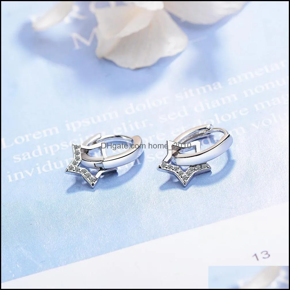 pendants 925 sterling silver simple zircon hollow star pendant hoop earrings for women jewelry party gifts