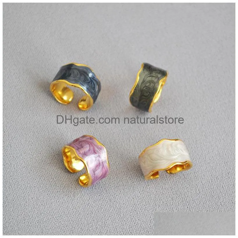 korean creative colored ice cream handmade enamel glaze irregular modern fashion opening index finger ring female