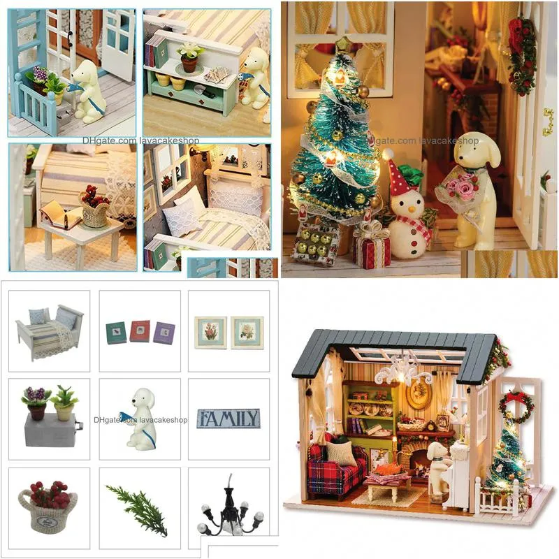 doll house miniature diy dollhouse with furnitures wooden house toys for children birthday gift t200116