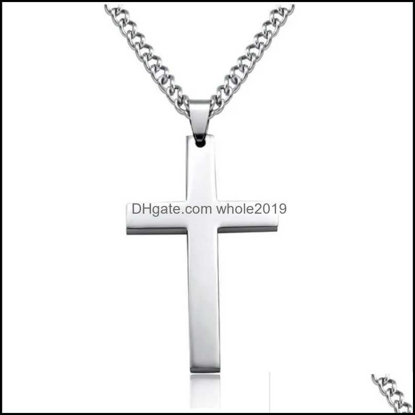 4 colors plated men link chain necklaces pendant cross solid color korean version choker jewelry gift