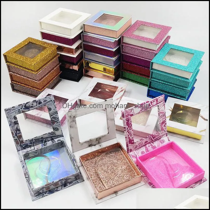 shining dust empty case cosmetic containers bright coloured eyelash packing paper box line plastic mat printing packaging 3 7yeb c2