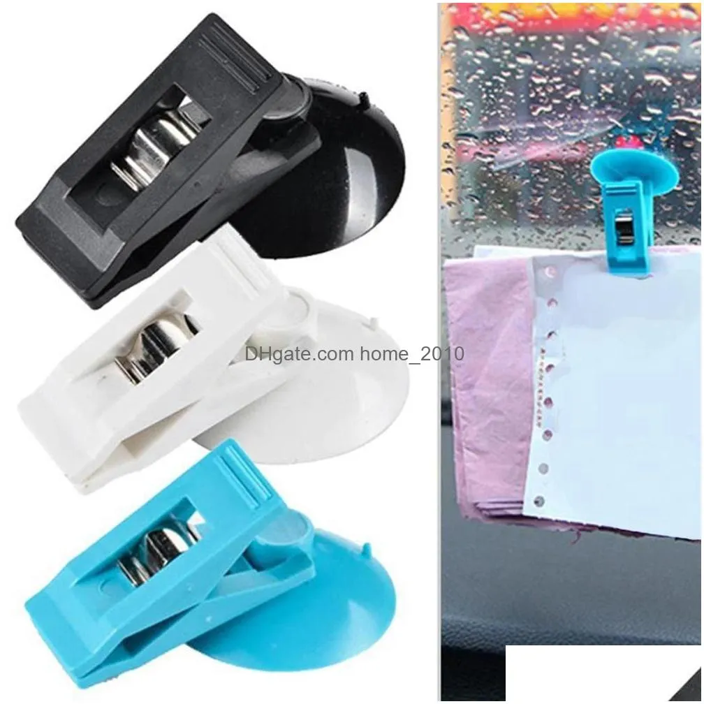 hand tools 2pcs car windshield clips parking card stamp paper ticket holder organizer clip with suction sucker