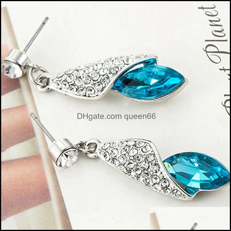 luxury 925 silver diamond earrings sparkling austria crystal dangle long earrings for women wedding bridal jewelry gifts