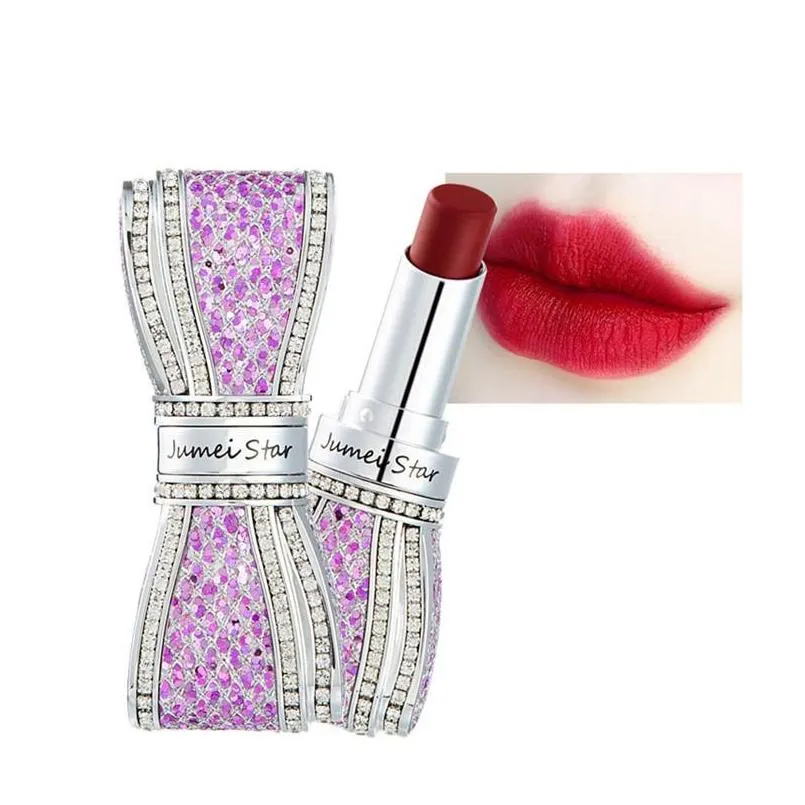 drop jumei star bow diamond matte lipstick lasting and fading 8 colors lip gloss ship