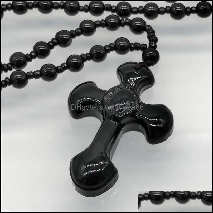 natural black obsidian hand amulet lucky cross pendant53x37mm necklace pendant necklace fashion jewelry