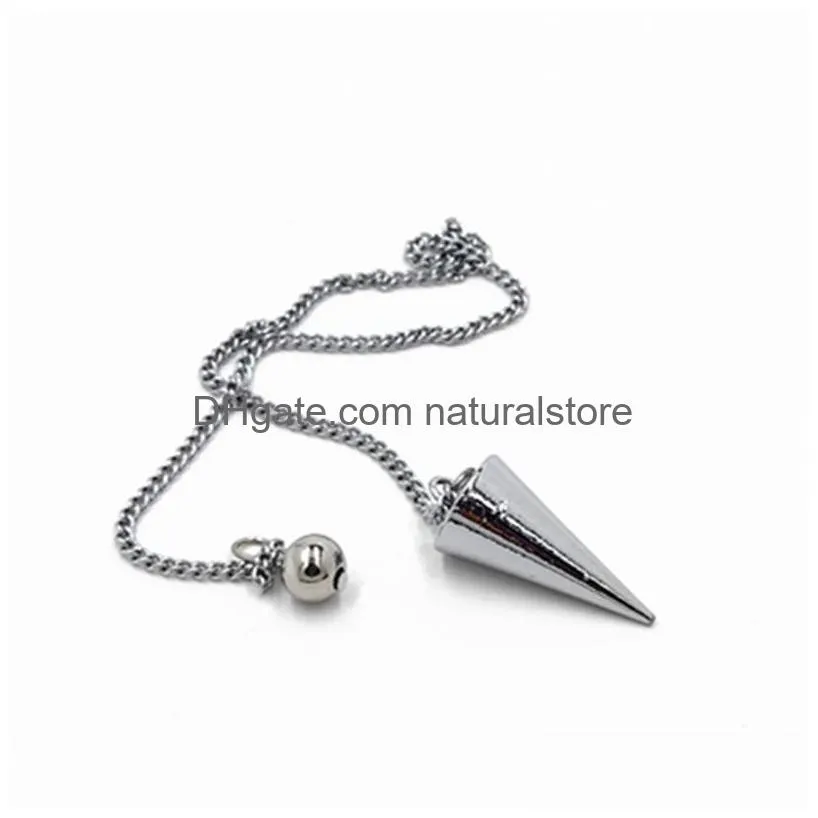 pendant necklaces pendulums for dowsing pendule de reiki healing pyramid spiritual pendulum copper meatl charms chakra amulet