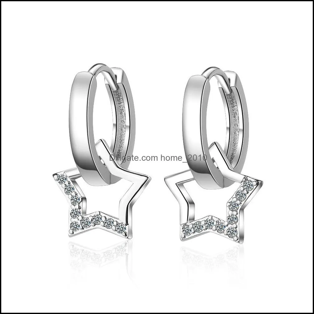 pendants 925 sterling silver simple zircon hollow star pendant hoop earrings for women jewelry party gifts