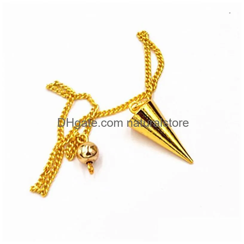 pendant necklaces pendulums for dowsing pendule de reiki healing pyramid spiritual pendulum copper meatl charms chakra amulet