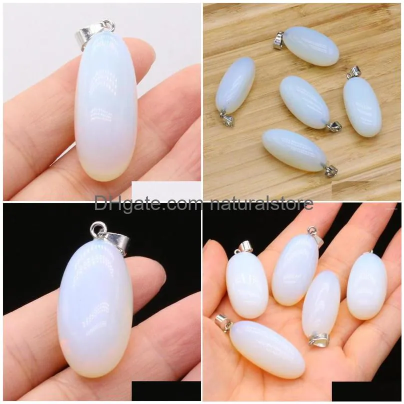 pendant necklaces 1pc natural stone opal pendants reiki heal polished charms for jewelry making diy women necklace earring gifts