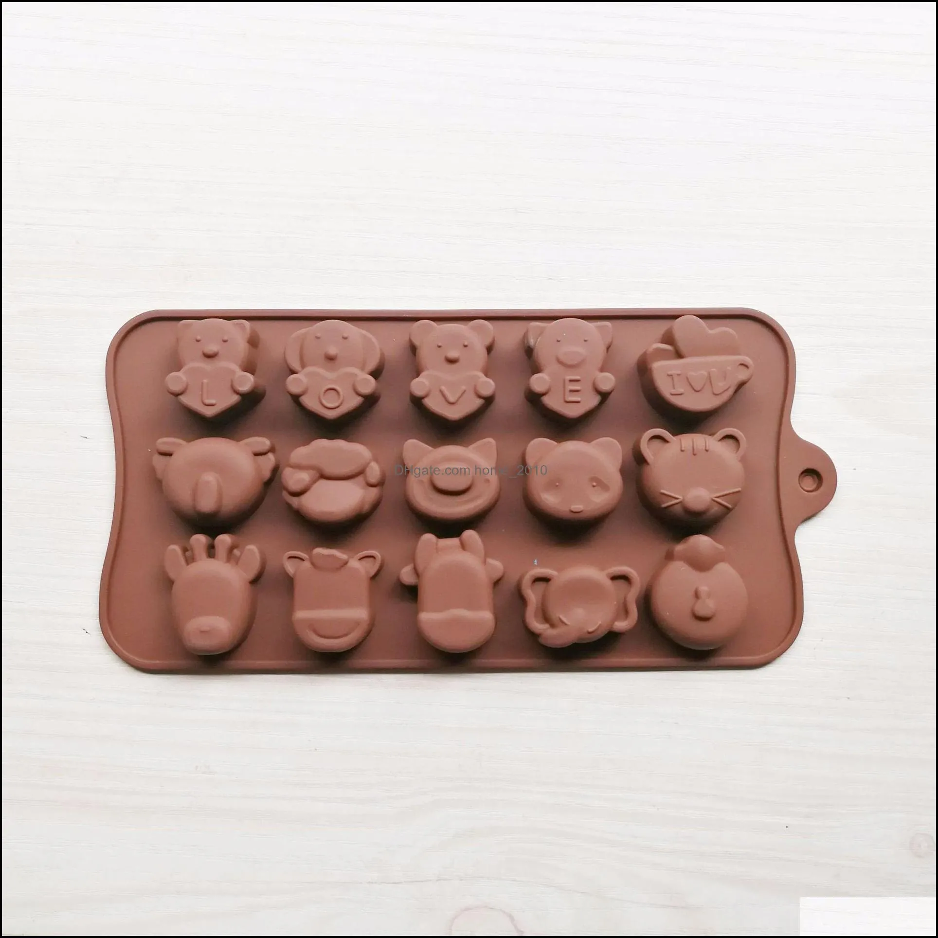 home kitchen gadget chocolate silicone mold 15well mini cartoon love bear baking cake decoration