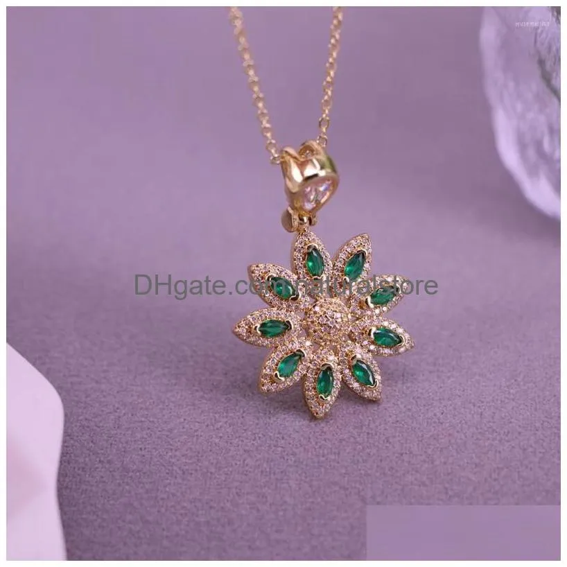 pendant necklaces 5pcs dainty flower necklace for women charm zircon crystal chain gold jewelry gift