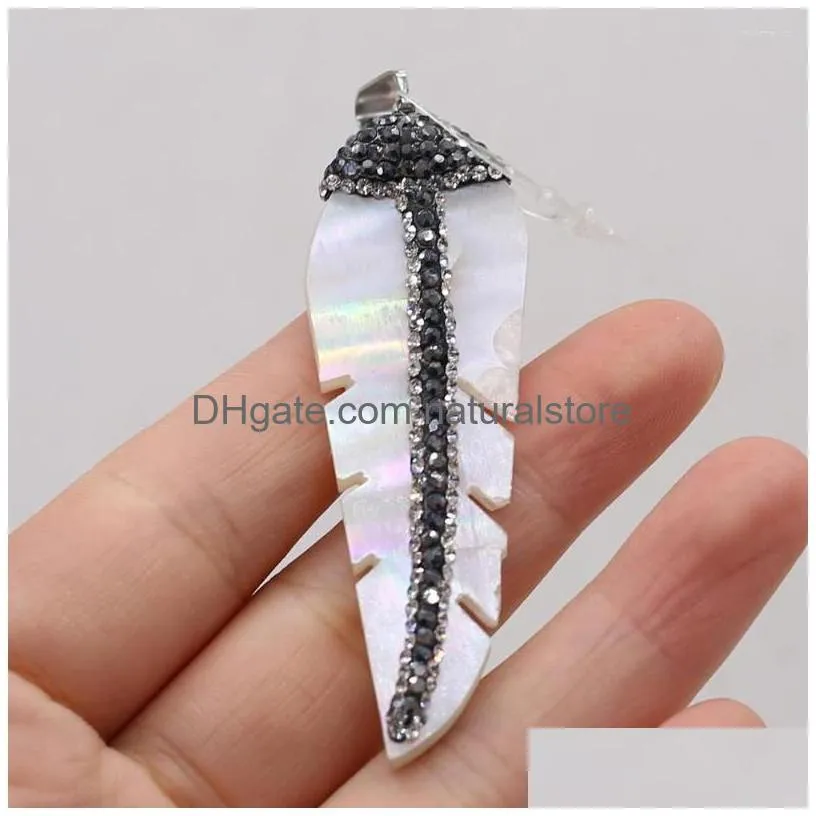 pendant necklaces wholesale 8pcs natural semiprecious stone leafshaped shell making diy necklace earring jewelry gift