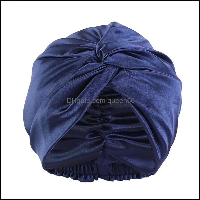 2022 night sleep imitation silk double layer hats for women womens hat satin sleeping caps beanie durags ladies durag head cover headwear hair