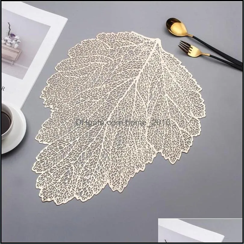 creative table mat leaves hollowed out heat insulation non slip pvc dining mat tea table western food tray mat