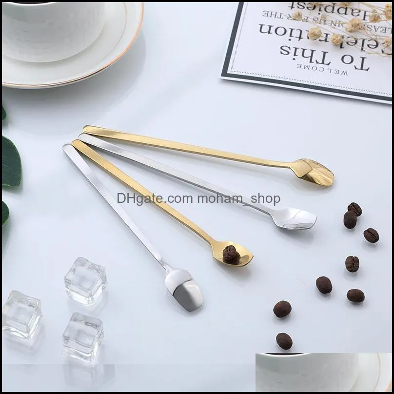 long handle square head stirring spoons stainless steel coffee ice scoop pure color sell well with different size 0 72wx j1