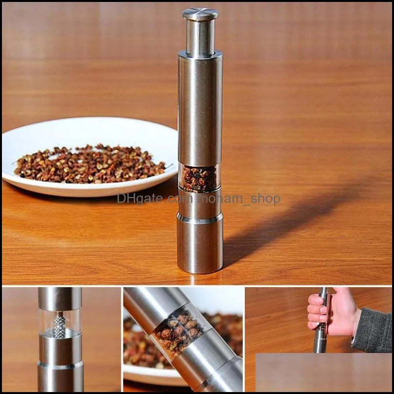 manual pepper mill salt shakers onehanded pepper grinder stainless steel spice sauce grinders stick kitchen tools pad12250