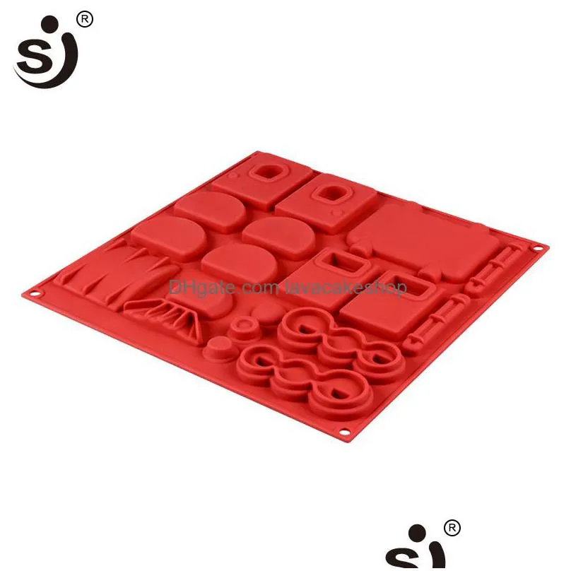 sj christmas cake mould gingerbread train decoration silicone baking molds approved mousse craft cake bakeware tray 2019 t200524