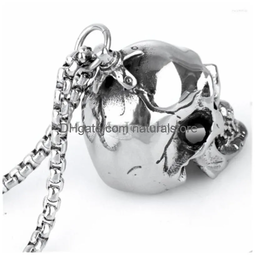 pendant necklaces huge heavy skelaton stainless steel mens cool boys biker pendants necklace 24inch