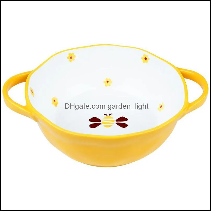 japanesestyle creative bee roast bowl binaural ceramic salad rice noodle household soup and lovely big bowls