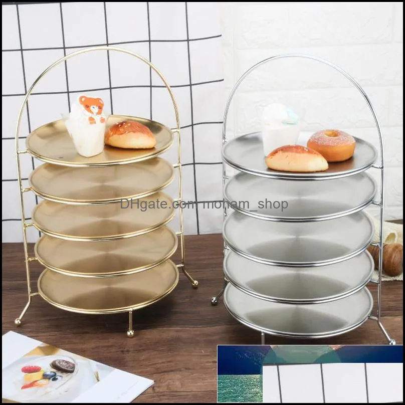 korean stainless steel disk storage rack multi layer gold plate dessert nordic tray shelf fruit candy shelf party decoration