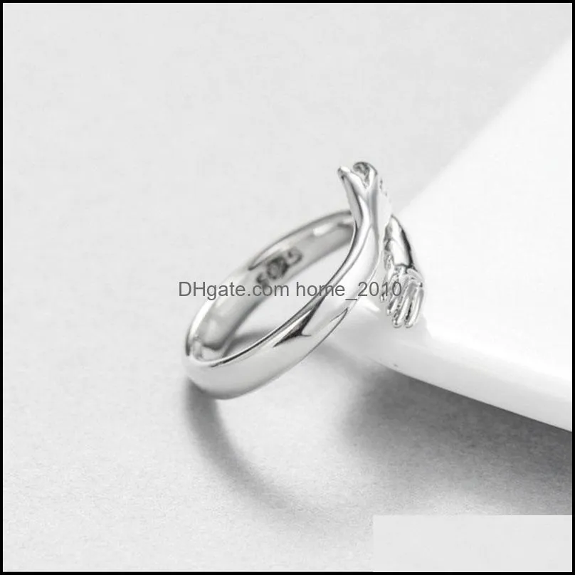 pendants 925 sterling silver creative couples engagement opening ring terndy simple embrace party jewelry gifts for women