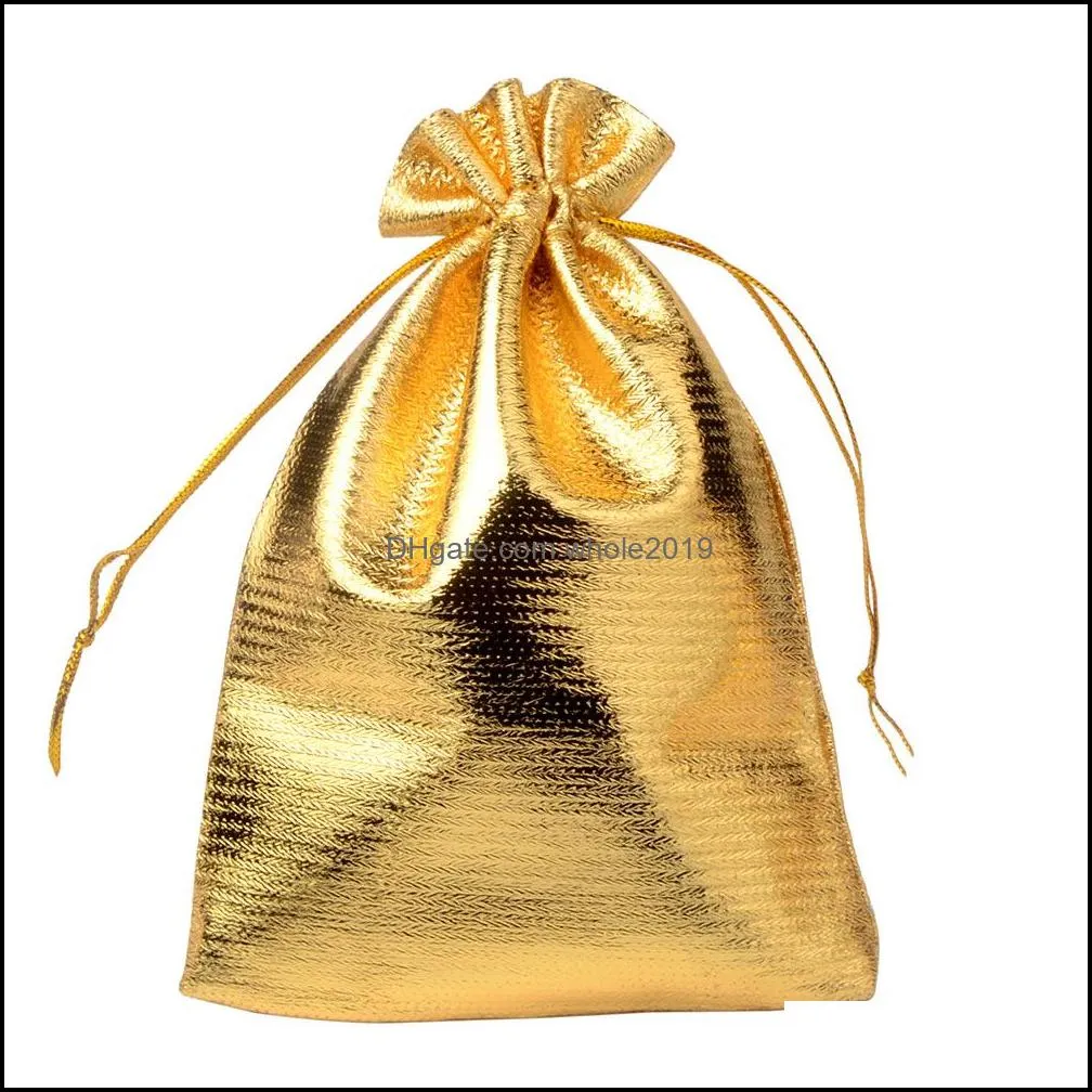  7sizes fashion gold plated gauze satin jewelry bags jewelry christmas gift pouches bag 7x9cm 9x12cm 10x15cm13x18cm